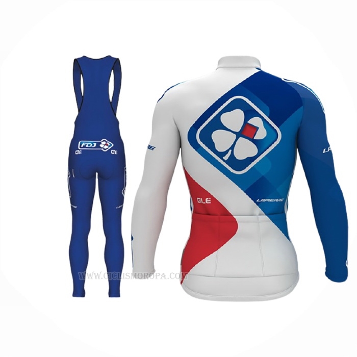 2017 Ropa Ciclismo FDJ Azul Blanco Mangas Largas y Culotte Lunga